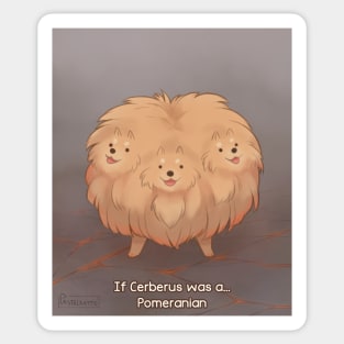 If Cerberus was a Pomeranian Sticker